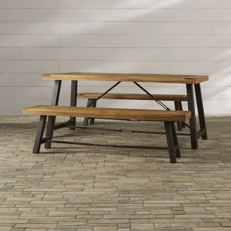 Catriona 3 Piece Wood Outdoor Dining Set - Teak by HouseOfZazla