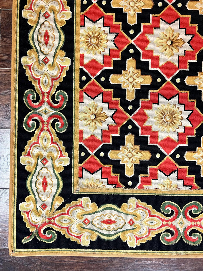 Vintage Runner Rug 3.5 x 14, Long Runner Rug, Stark Custom Made Carpet, European Design, Red Black Ivory Tan, Long Rug for Hallway by Jewel Rugs