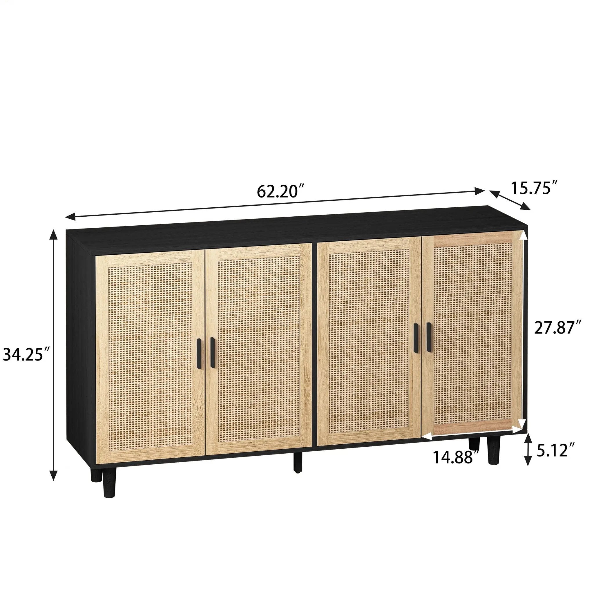 Elegant And Functional 4 Door Rattan Decorative Storage Cabinet by HouseOfZazla