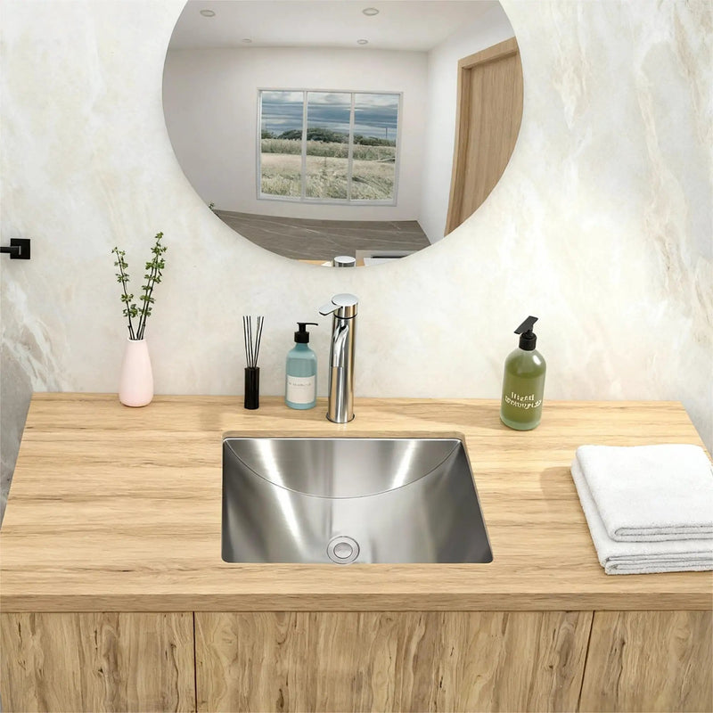 Undermount Bathroom Sink With Pop Up Drain, Brushed Nickel by HouseOfZazla