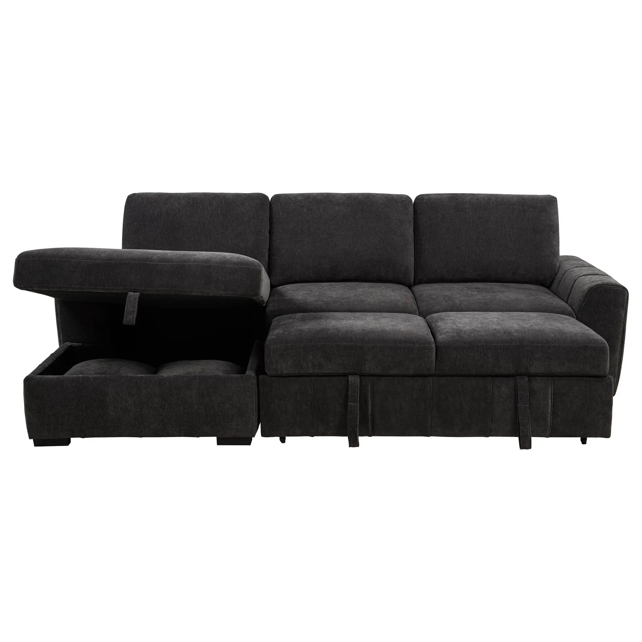 Pastrana Upholstered Sleeper Sectional Sofa LAF Chaise Grey by Unique Piece Furniture