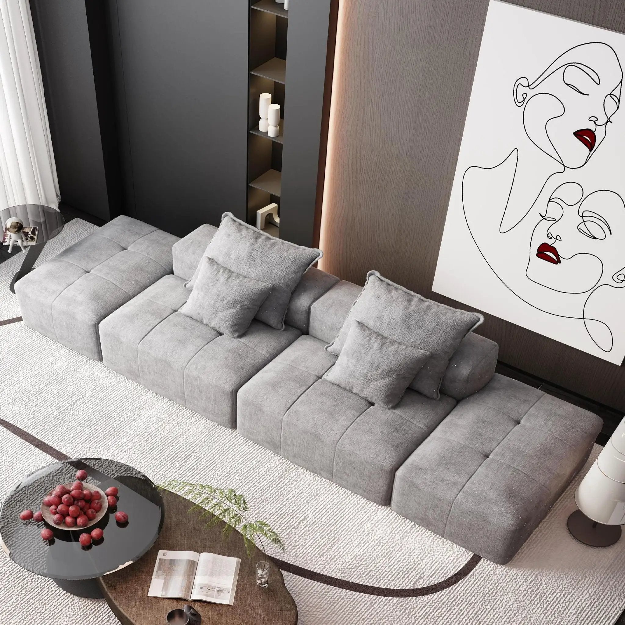 Modern Oversized DIY Combination Modular Sectional Sofa With Pillows by HouseOfZazla