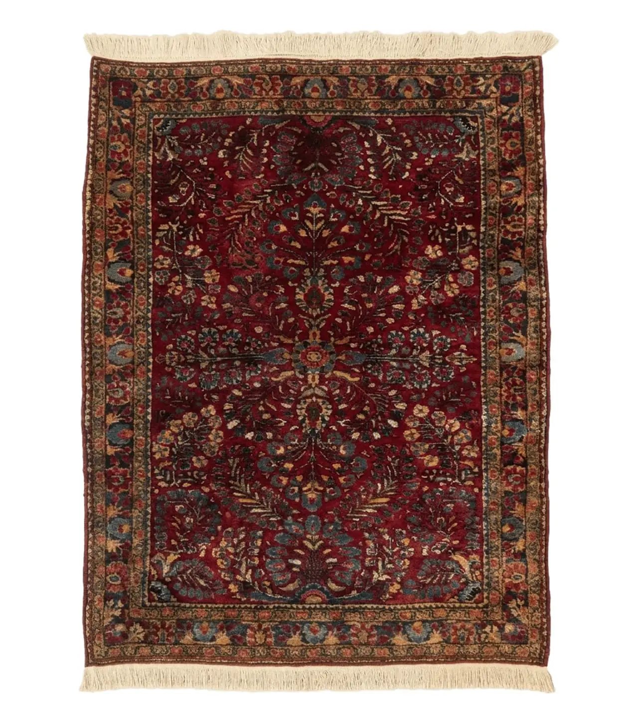 Antique Persian Sarouk Rug 3.6 x 5, Red, 1920s Persian Carpet by Jewel Rugs