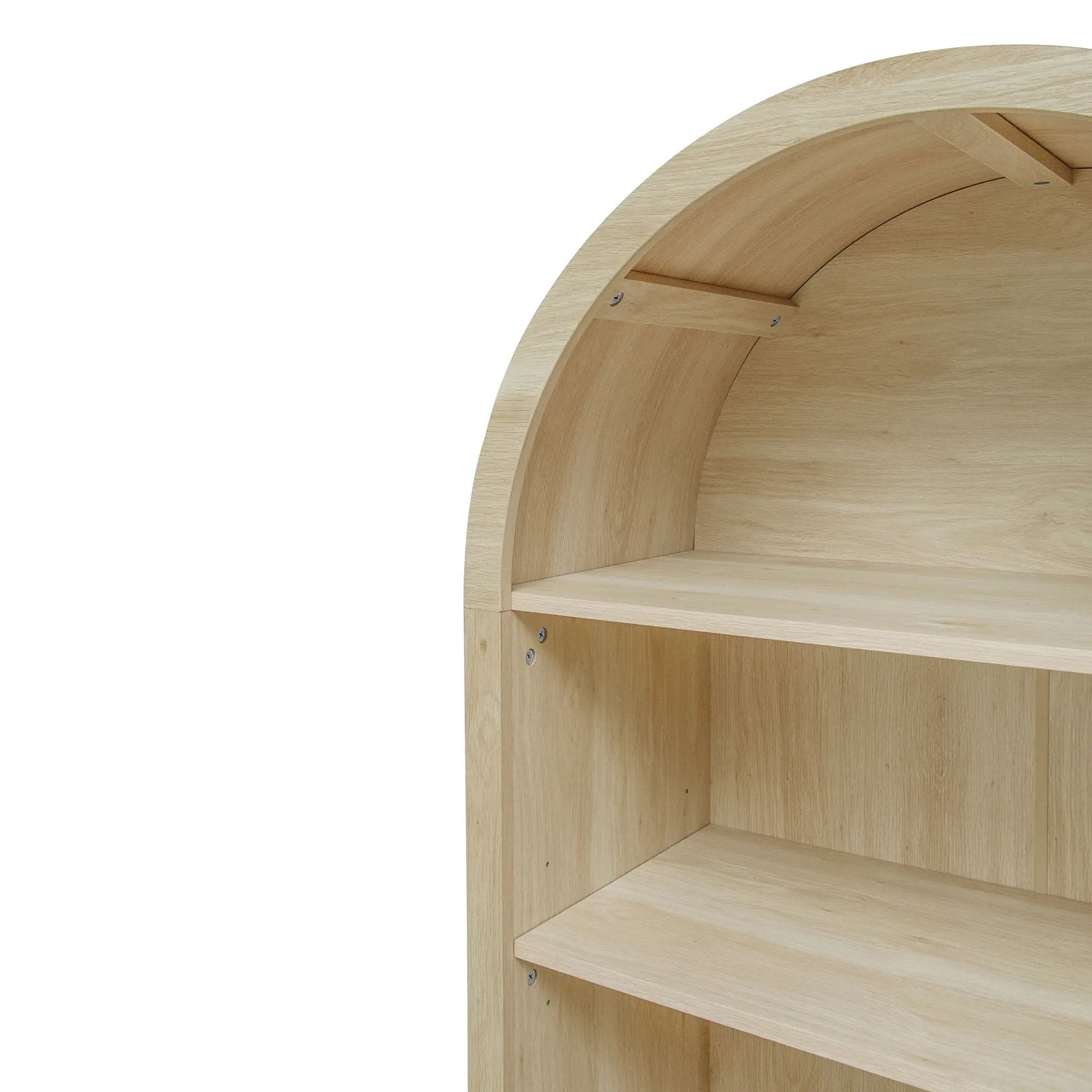 Arched Kitchen Pantry, Modern Farmhouse Wood Kitchen Storage Cabinets, Arched Storage Display Cabinet With Adjustable Shelves, Versatile Cupboard For Kitchen, Dining Room, Living Room - Natural by HouseOfZazla