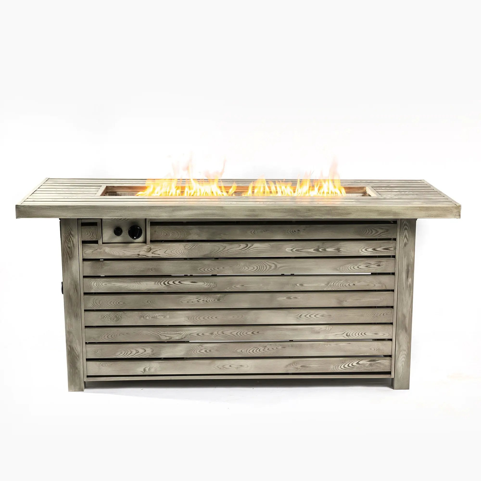 Propane Gas Fire Pit Table, 50000 Btu, Rectangular For Outside - Light Beige by HouseOfZazla