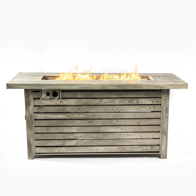 Propane Gas Fire Pit Table, 50000 Btu, Rectangular For Outside - Light Beige by HouseOfZazla
