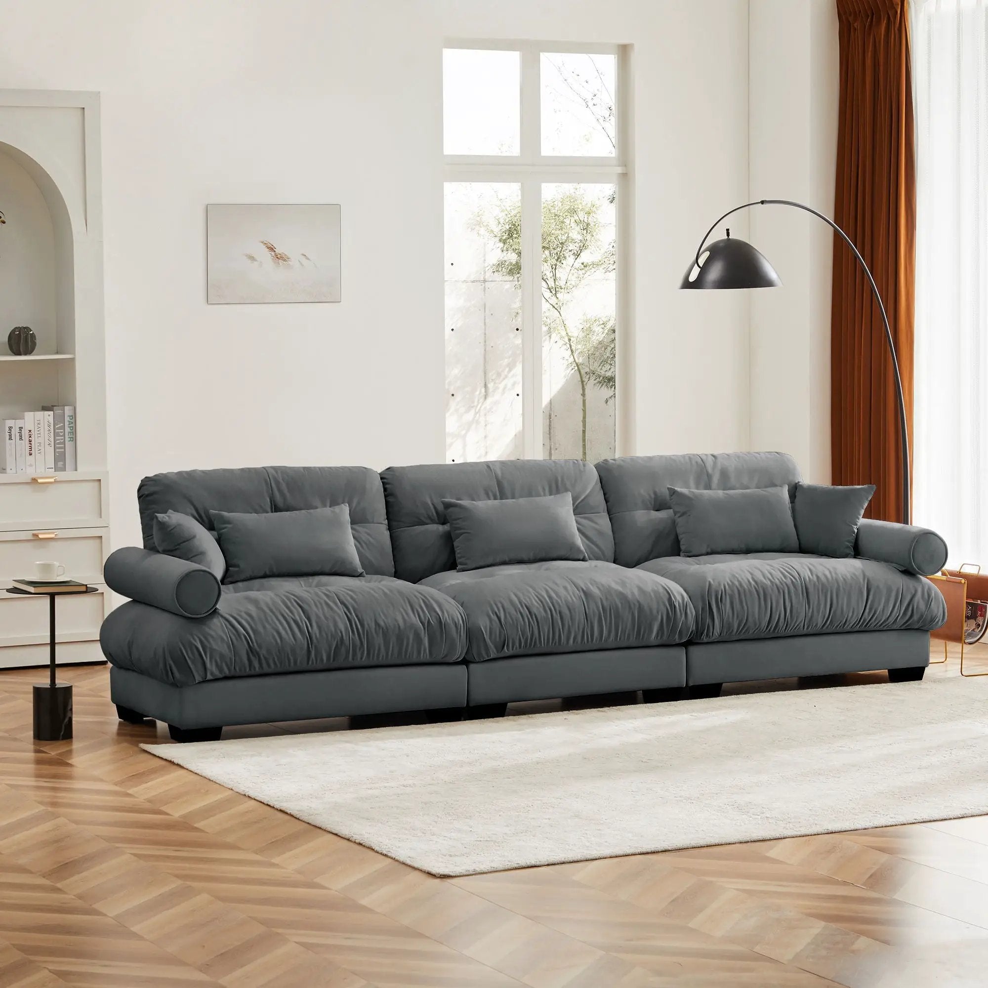Modern Oversize Sofa With Cloud Like Comfort, Featuring Waist And Throw Pillows by Unique Piece Furniture