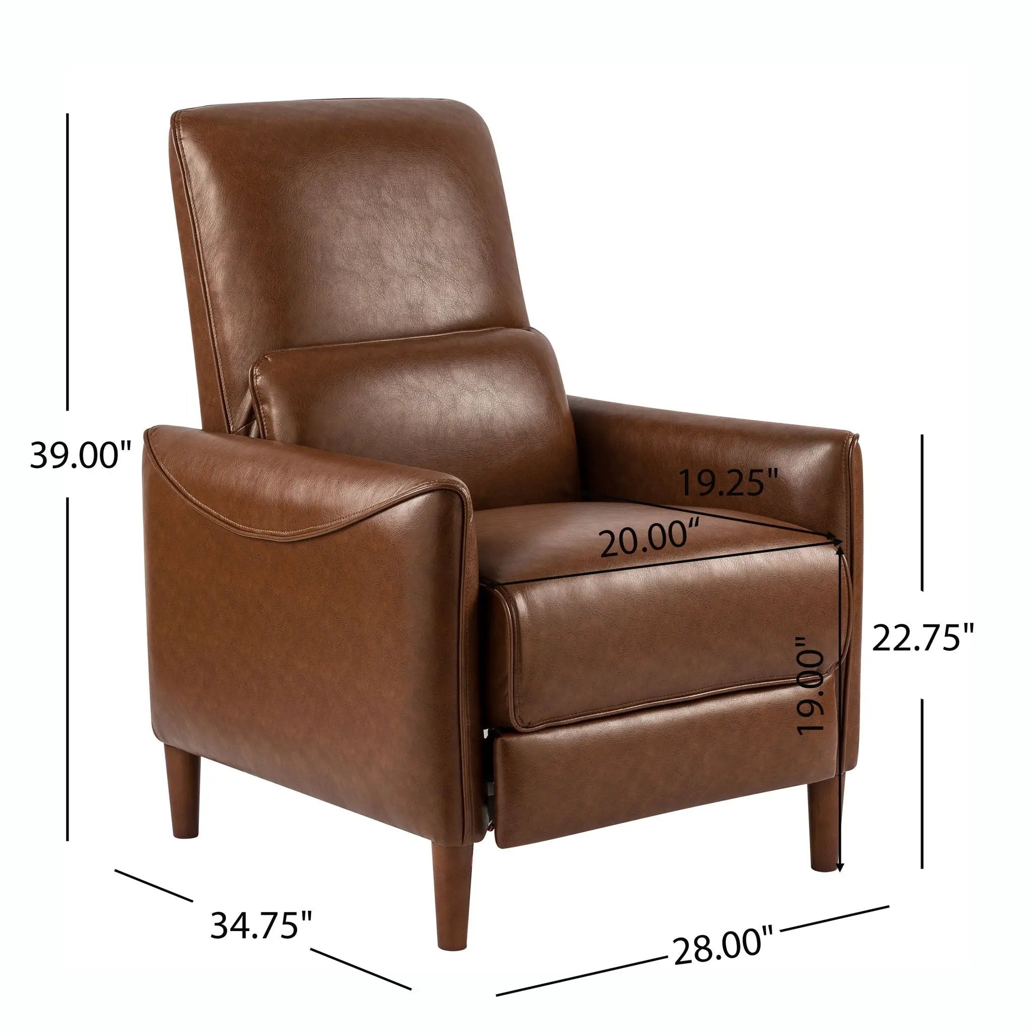 Upholstered Push Recliner Chair With Rubber Wood Legs For Living Room by HouseOfZazla