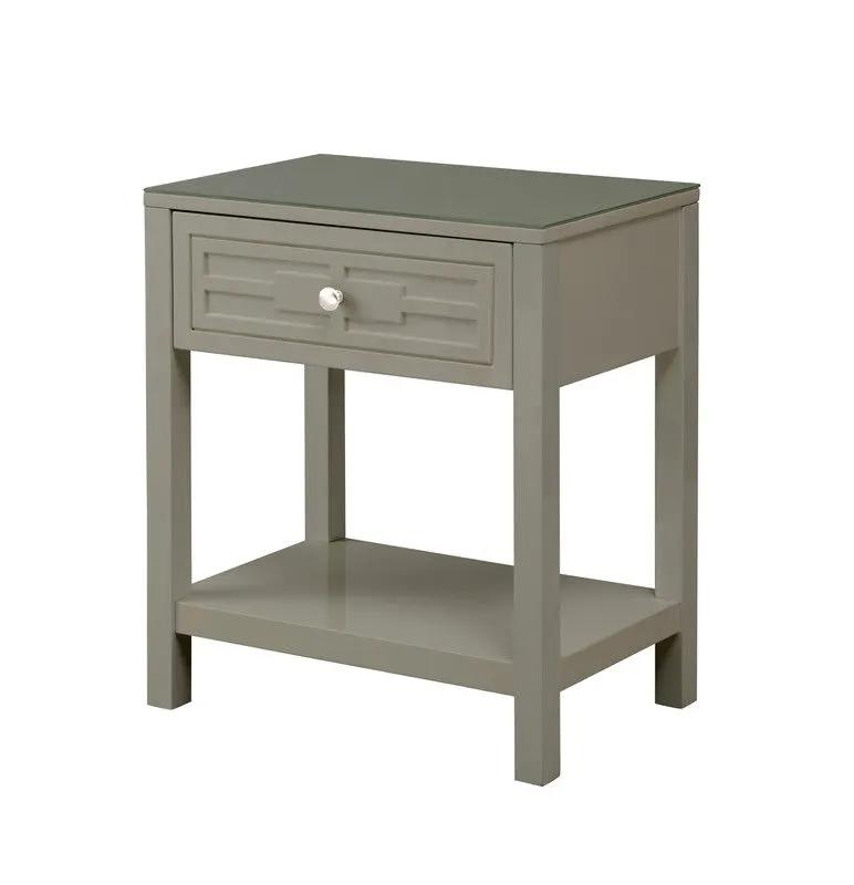 Dylan - Wooden End Side Table Nightstand With Glass Top And Drawer by Unique Piece Furniture
