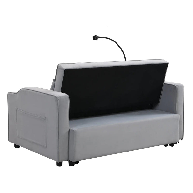 Modern Velvet Loveseat Futon Sofa Couch with Pullout Bed by HouseOfZazla