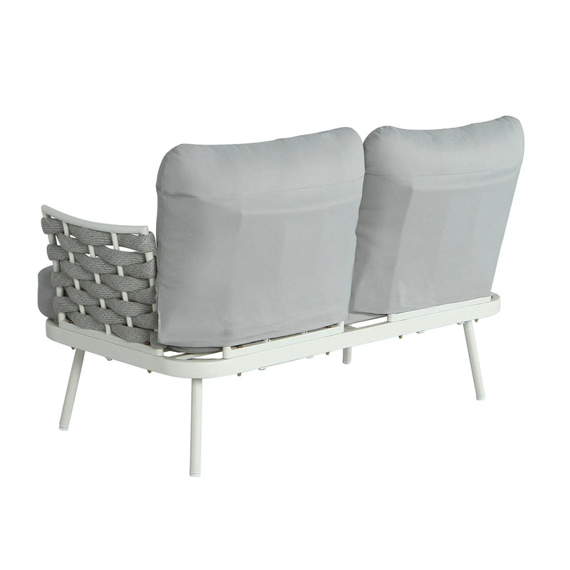 Mariano Steel Loveseat and Table, Off White & Grey by HouseOfZazla