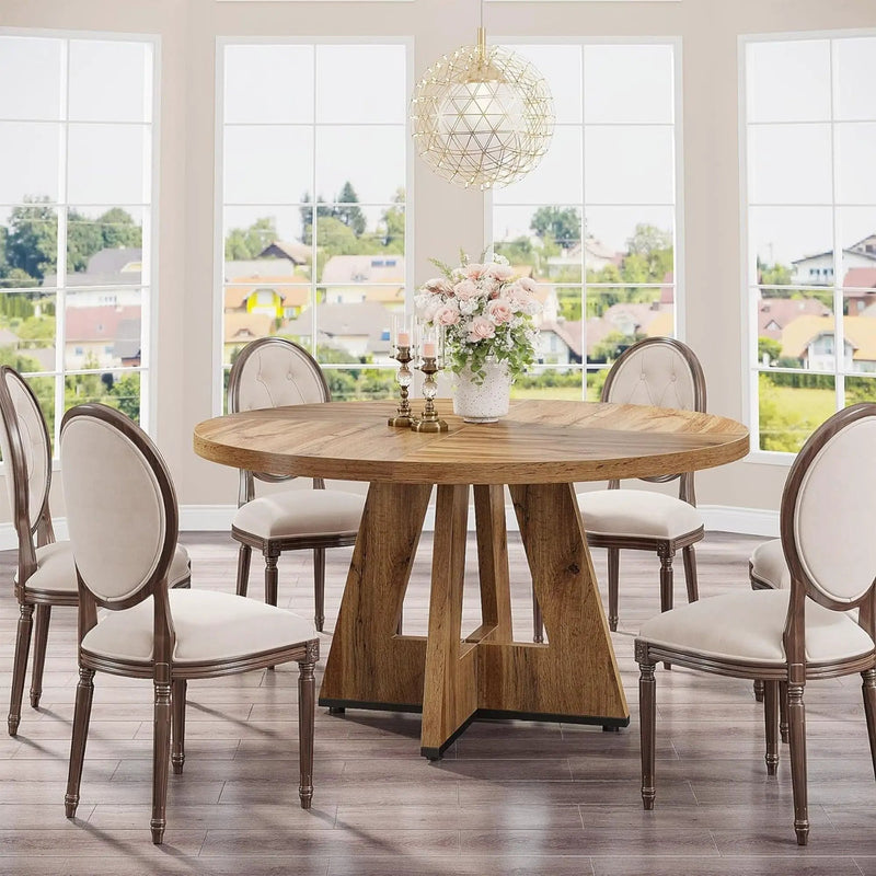 Round Dining Cross Base Kitchen Table by HouseOfZazla