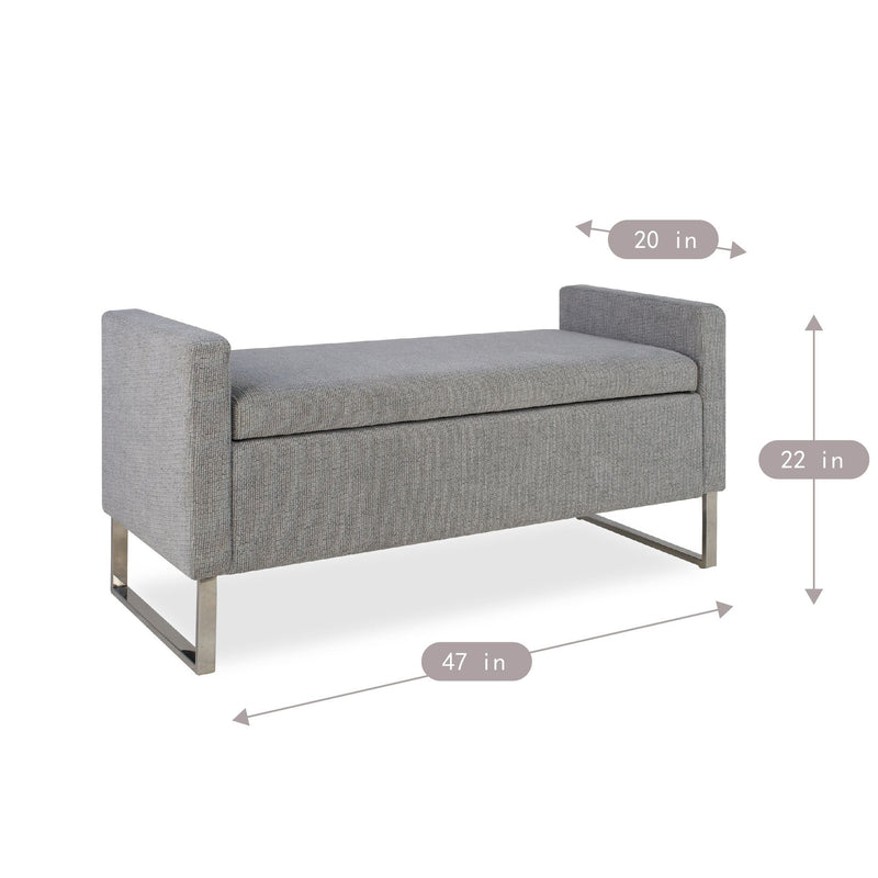 Upholstered Ottoman Bench With Storage - Dark Gray by HouseOfZazla