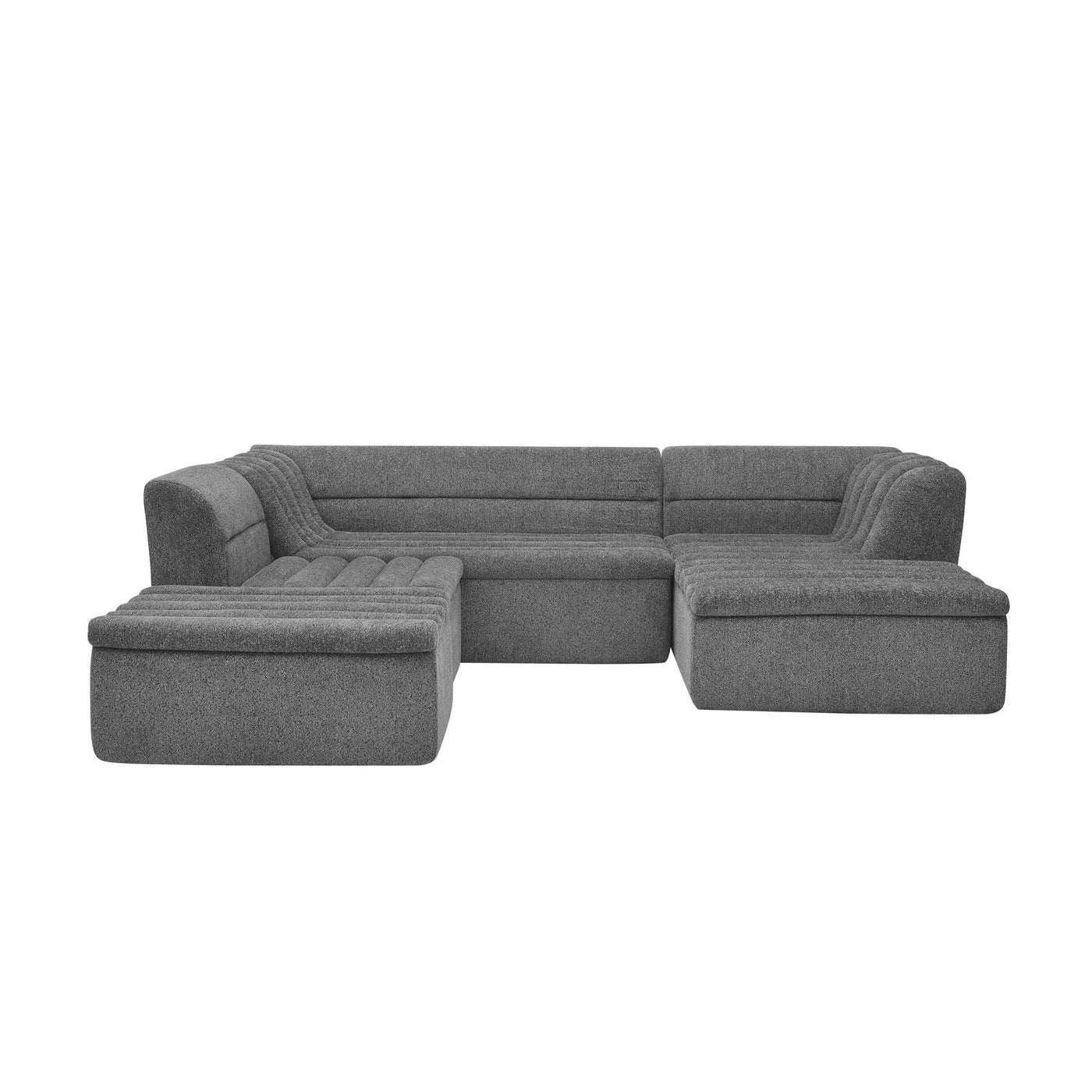 U-Shaped Modular Sectional Sofa With Chaise And Movable Ottoman With Wave-Shaped Armrest by Unique Piece Furniture