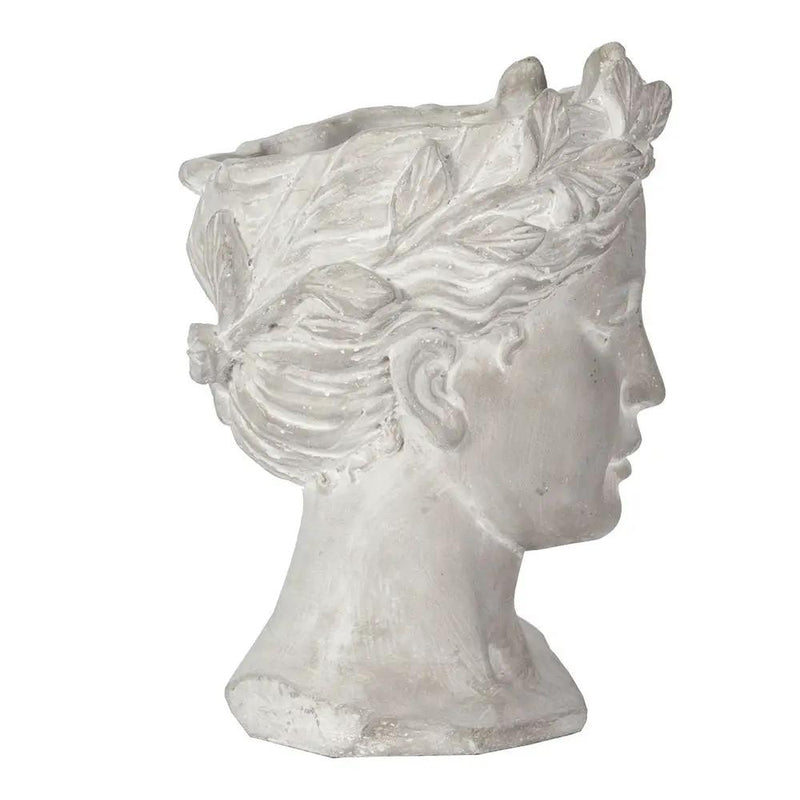 Greek Style Cement Head Planter Indoor Outdoor Home Garden Decor - Gray by Unique Piece Furniture