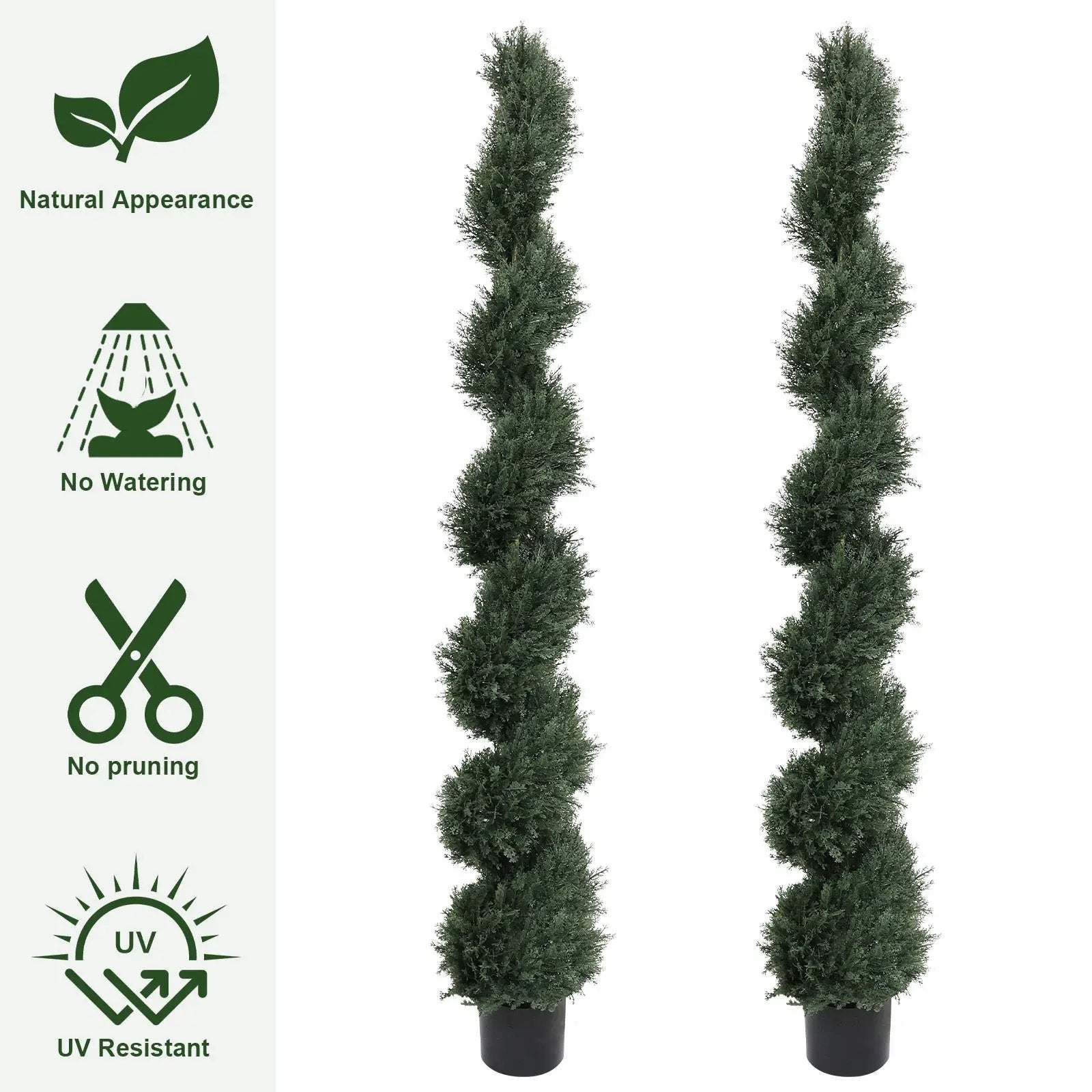 6ft Spiral-Shaped Potted Cedar Tree - 2pcs Artificial Evergreen Set by HouseOfZazla