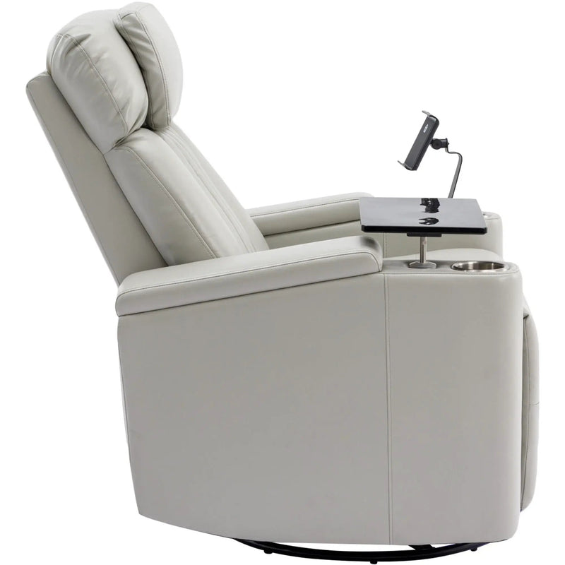 270° Power Swivel Recliner Home Theater Chair With Hidden Arm Storage, LED Light, Cup Holder, And Tray Table by HouseOfZazla