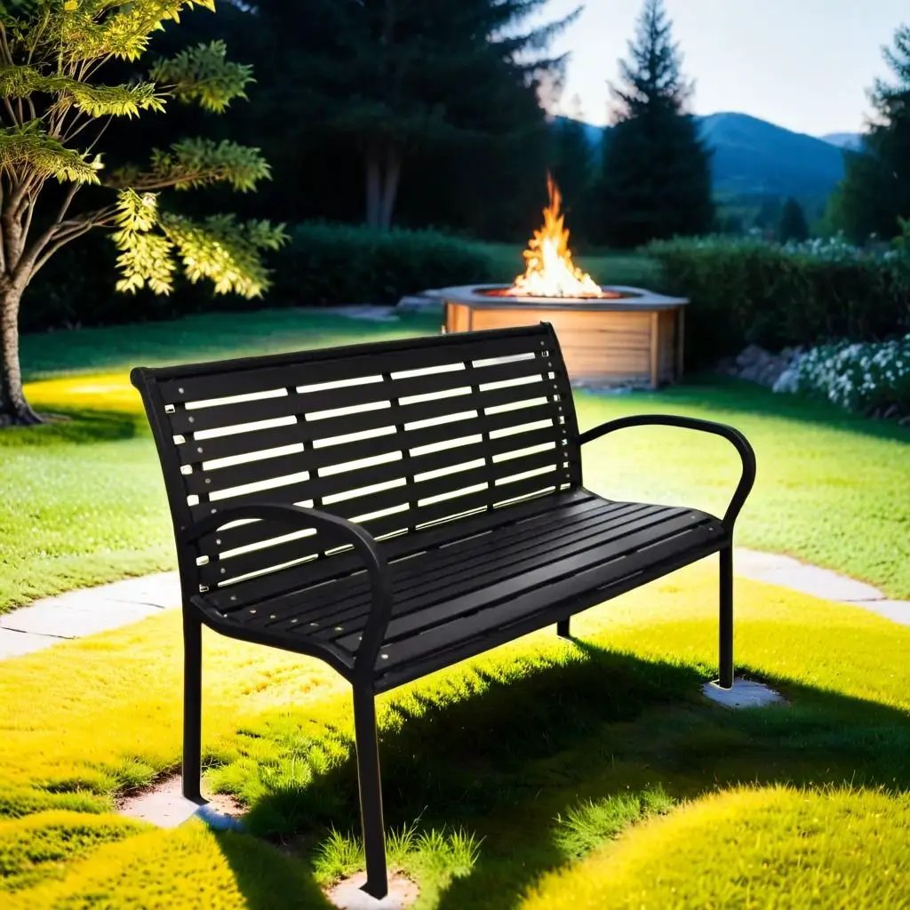 Patio Bench Steel - Black by Unique Piece Furniture