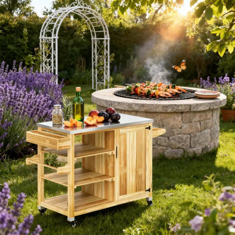 Versatile Storage Cabinets with Stainless Steel Top and Wheels by HouseOfZazla