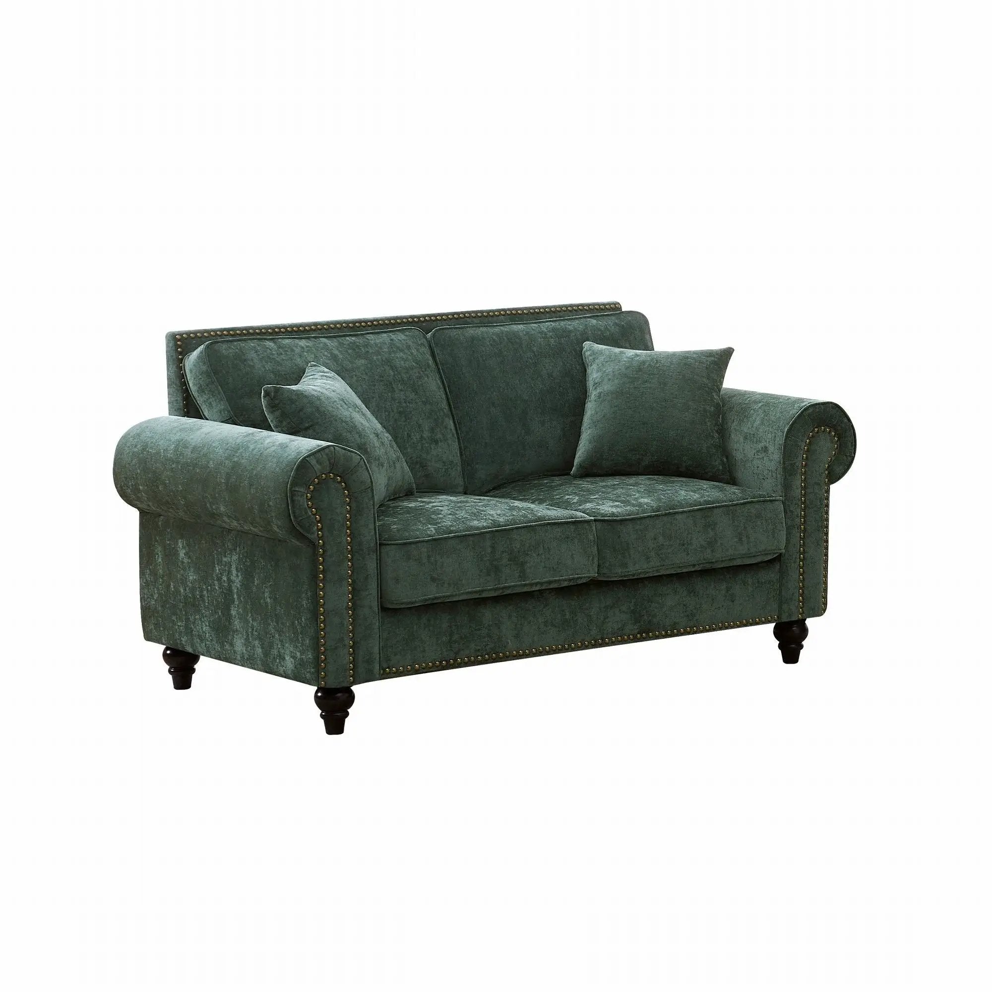 2 Seater Sofa With Rolled Arms, Tufted Upholstered Couch by Unique Piece Furniture