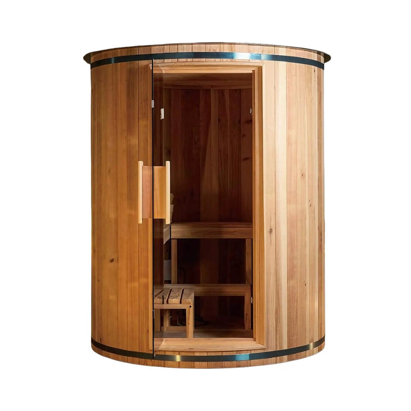Thermora Barcelona Premium 78-Inch 4-Person Cedar Wood Outdoor Vertical Barrel Sauna With 6KW Heater, LED Lights And Stones (SAK74813) by SAKSBY WHOLESALE