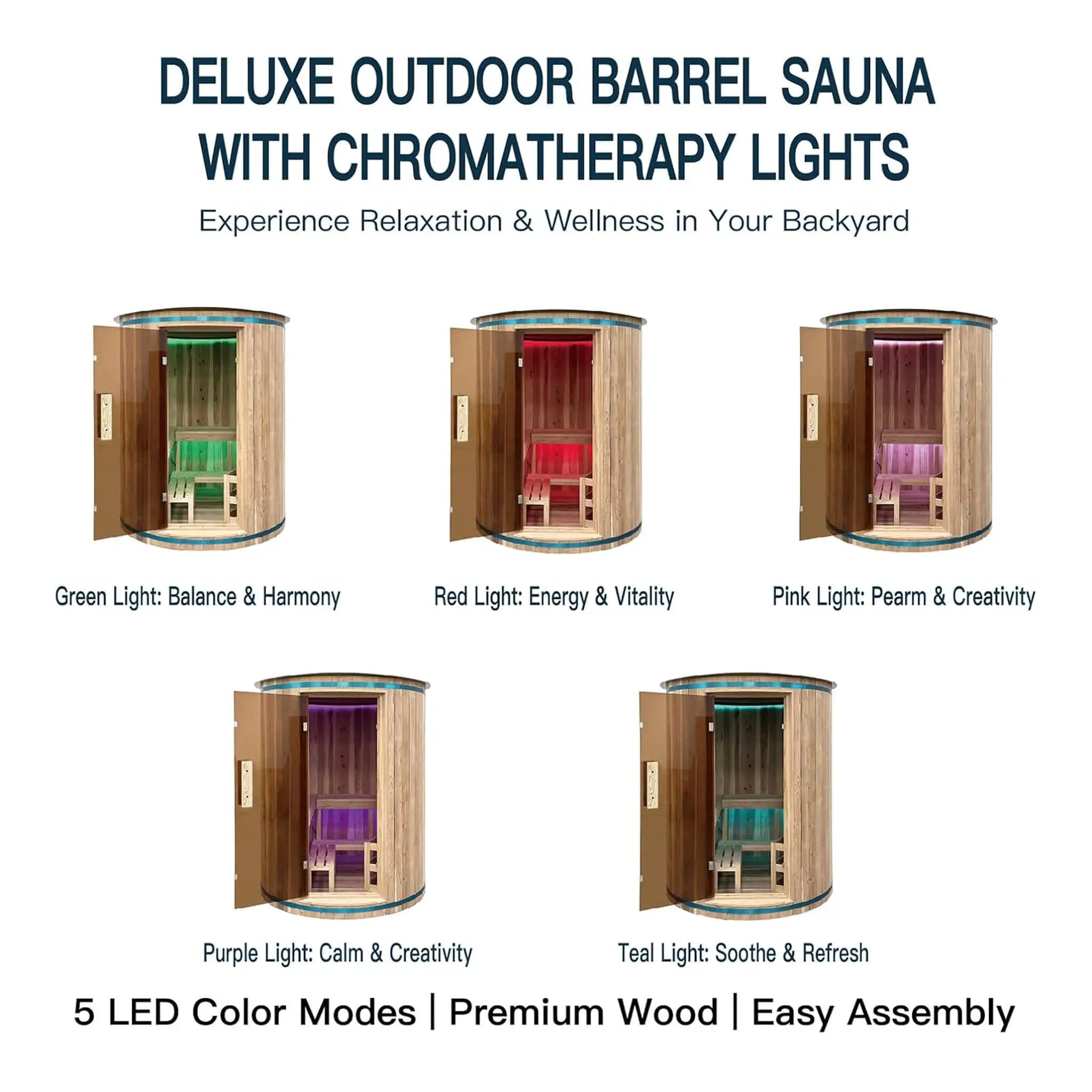 Thermora Barcelona Premium 78-Inch 4-Person Cedar Wood Outdoor Vertical Barrel Sauna With 6KW Heater, LED Lights And Stones (SAK74813) by SAKSBY WHOLESALE