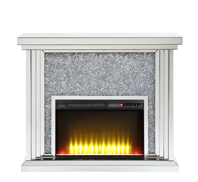 Noralie Mirrored & Faux Diamonds Fireplace by HouseOfZazla