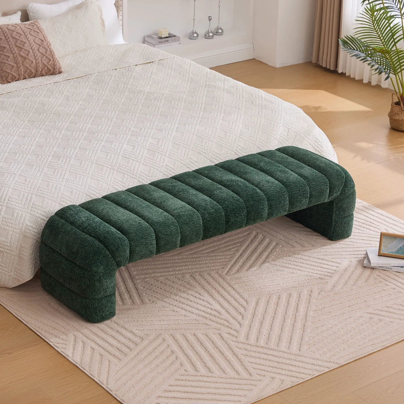 Modern Upholstered Armless Bed Bench With Channel Tufted Design by Unique Piece Furniture
