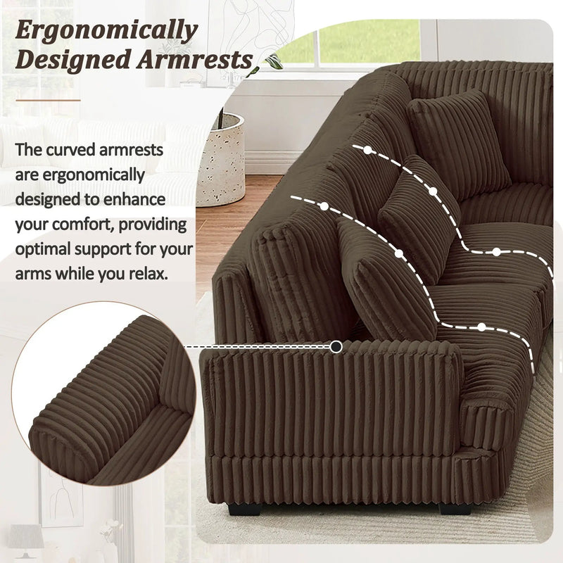 Oversized Sectional Sofa U - Shaped Sofa Couch Modern Sofa Upholstered In Soft With A Chaise Lounge For Living Room by Unique Piece Furniture