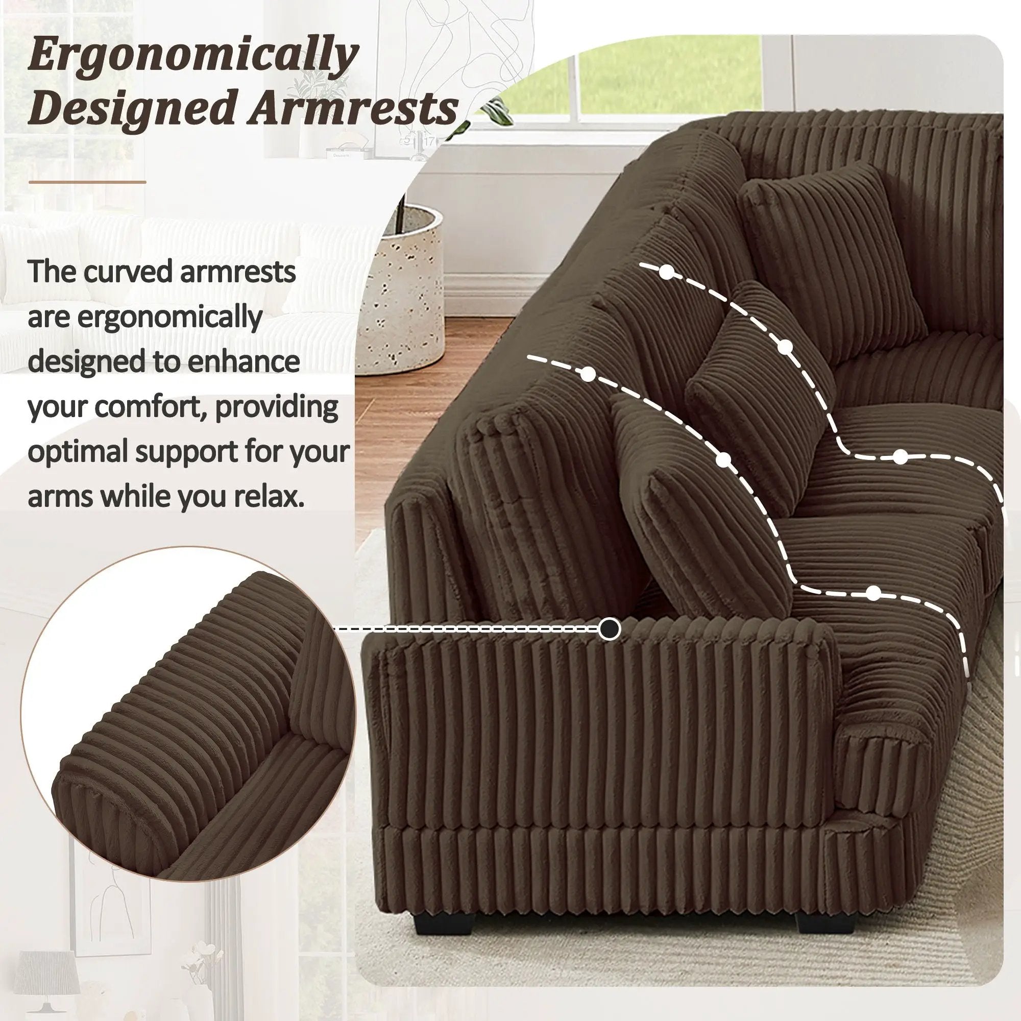Oversized Sectional Sofa U - Shaped Sofa Couch Modern Sofa Upholstered In Soft With A Chaise Lounge For Living Room by HouseOfZazla