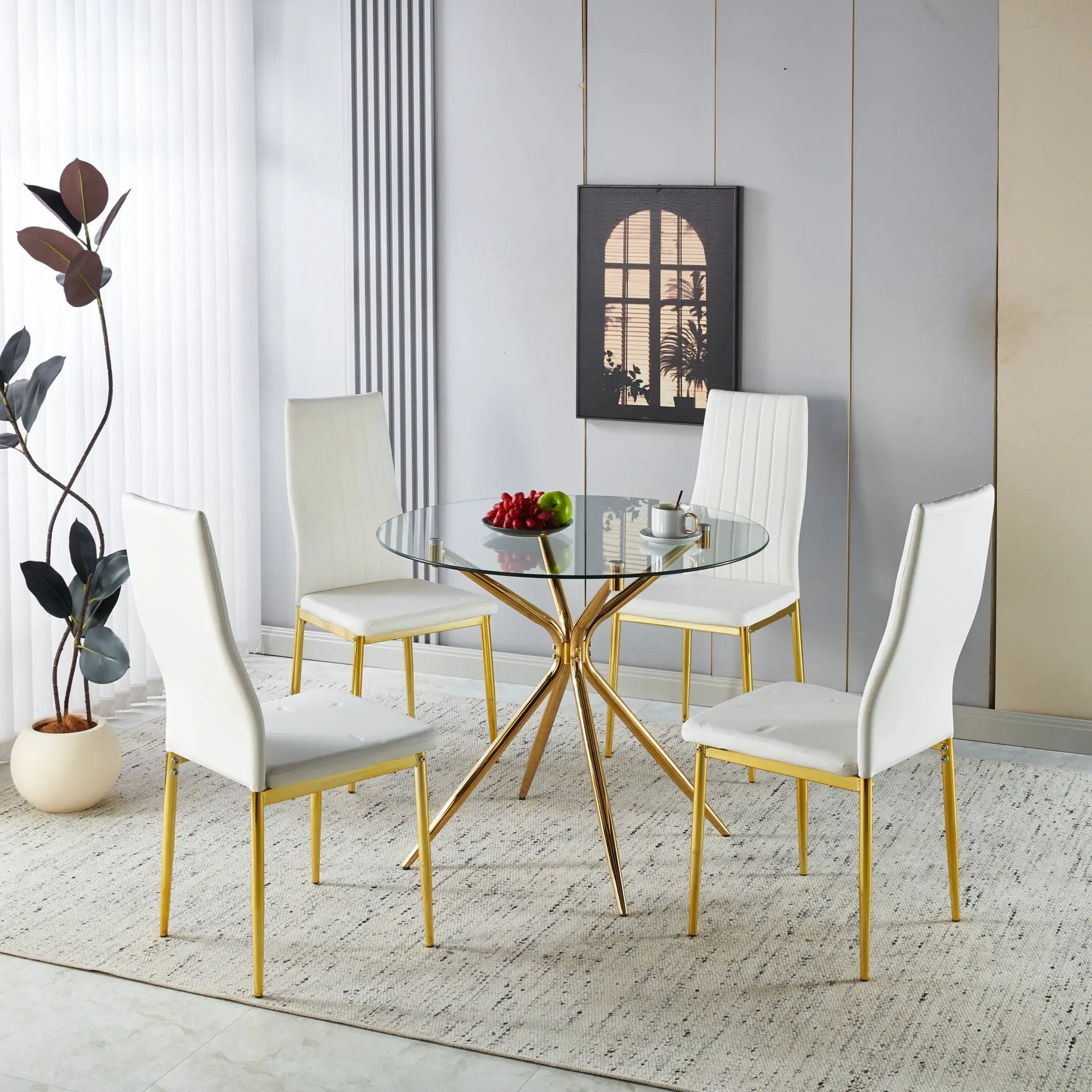 Compact Dining Table With Glass Top by Unique Piece Furniture