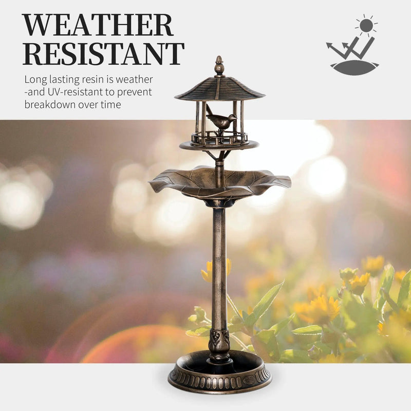 Outsunny 3-in-1 Garden Bird Bath Bowl Pedestal with Bird Feeder and Planter by HouseOfZazla