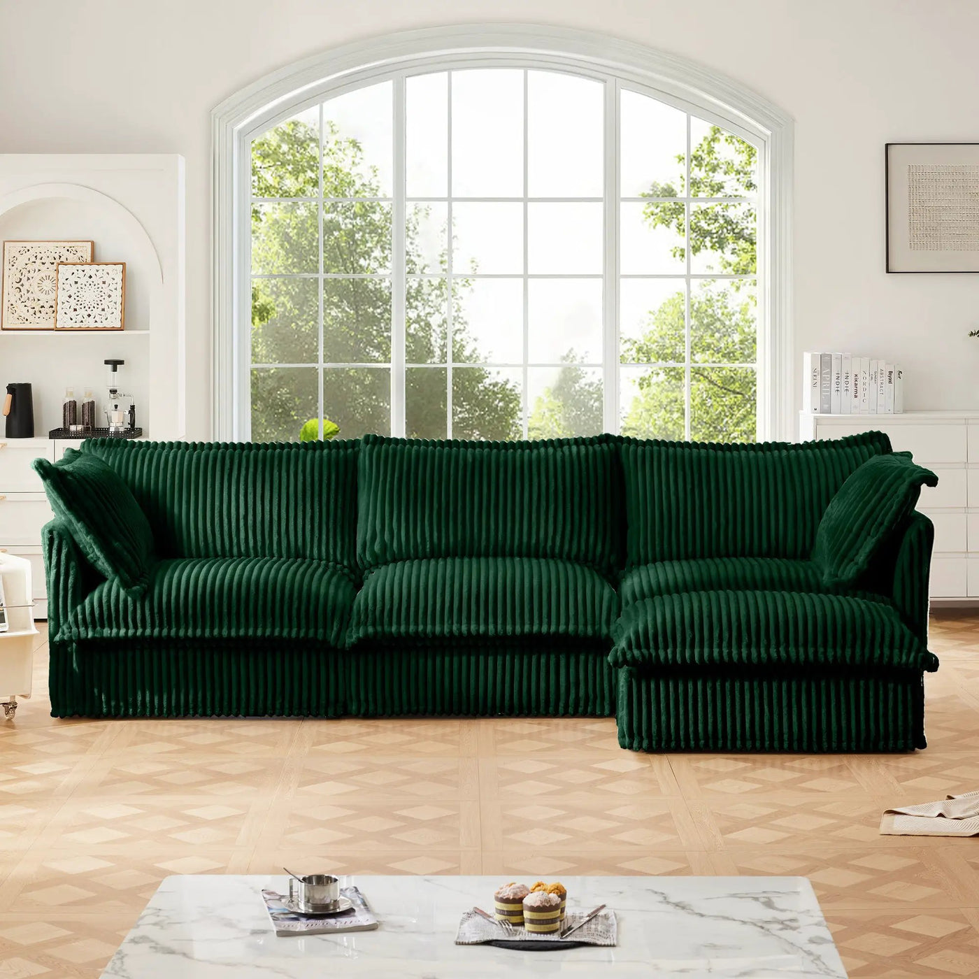 L-Shaped Slipcovered Sectional Sofa Couch by HouseOfZazla