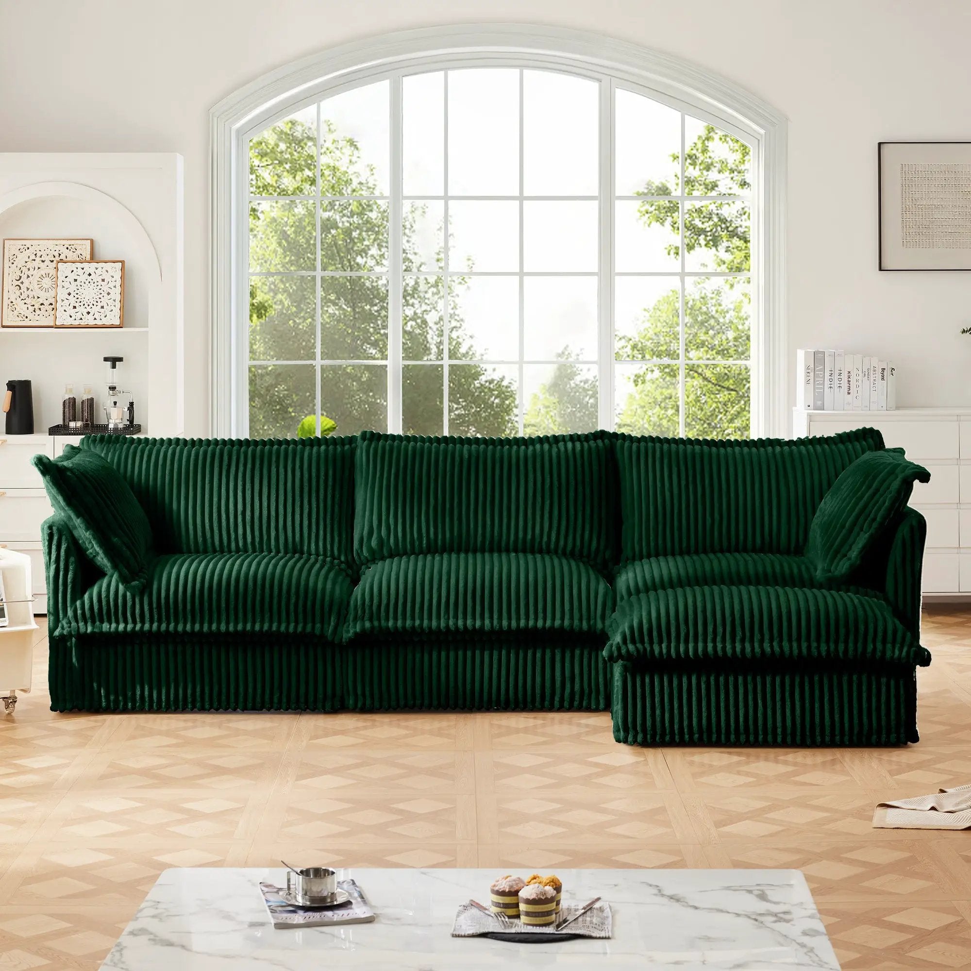 L-Shaped Slipcovered Sectional Sofa Couch by HouseOfZazla
