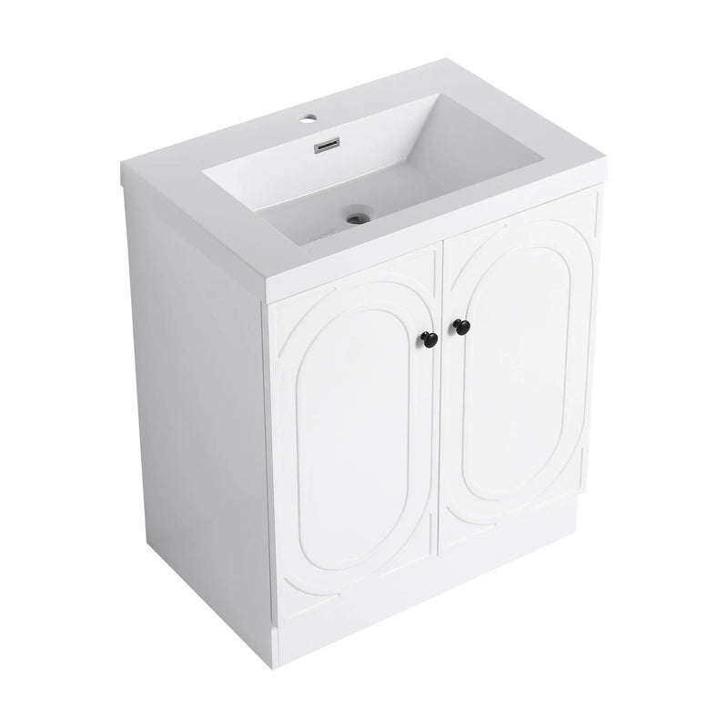 Contemporary Freestanding Bathroom Vanity With Resin Sink & Soft-Close Cabinet Doors by HouseOfZazla