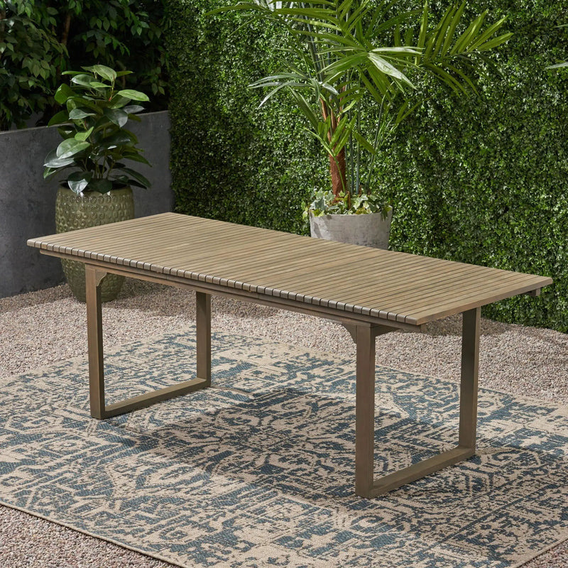Outdoor Expandable Acacia Wood Dining Table With U-Shaped Leg by HouseOfZazla