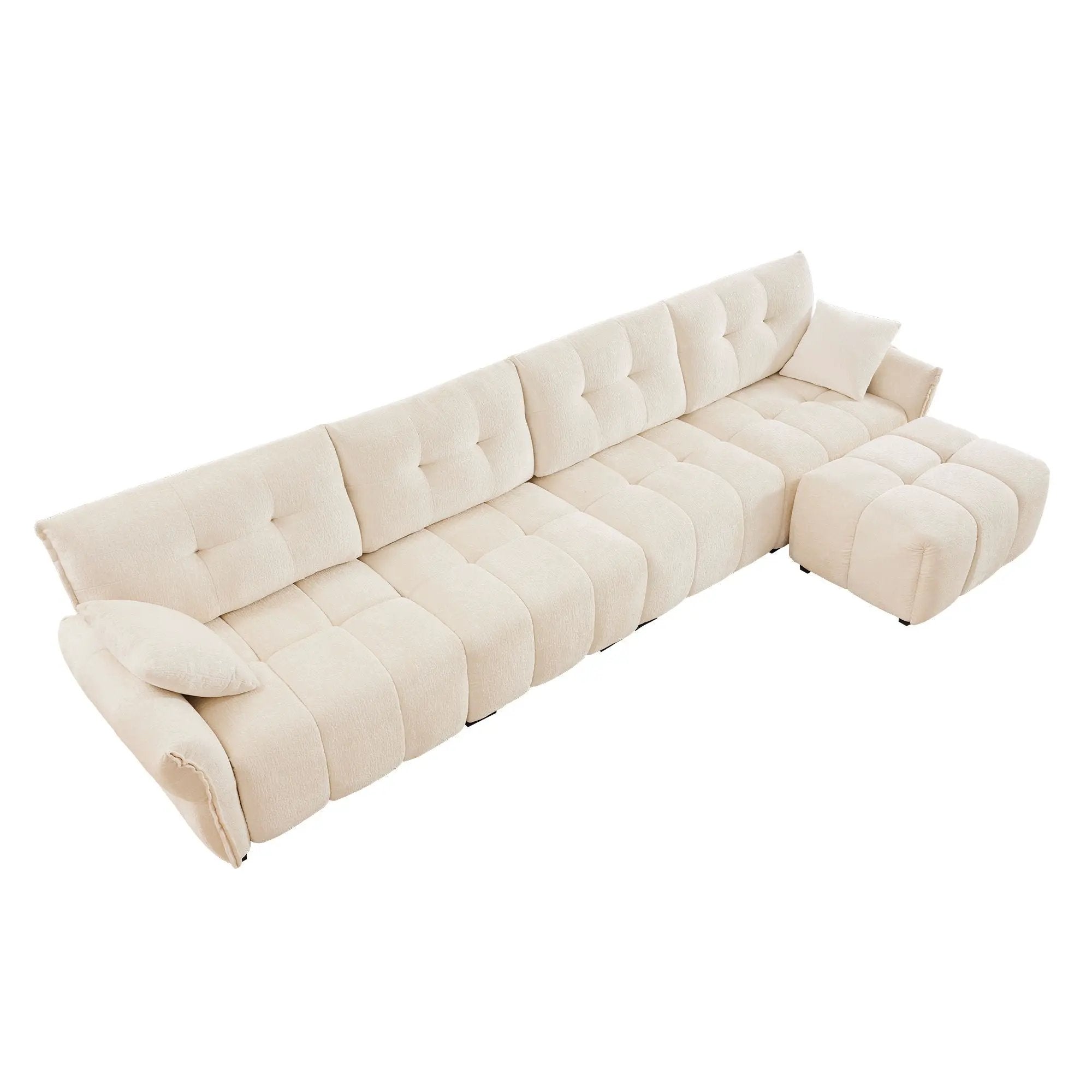Sofa Set With Ottoman And Pillows, Textured, High Resilience Cushions by HouseOfZazla