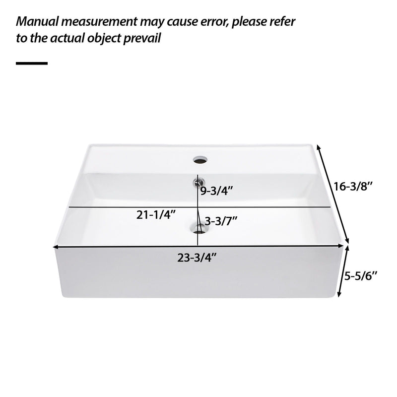Modern Ceramic Rectangular Wall Mounted Bathroom Sink With Faucet Hole & Overflow by HouseOfZazla