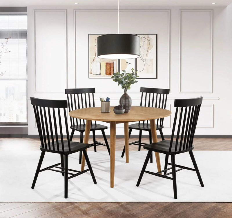 Andrews 5-piece Round Dining Table Set Light Ash and Black by Unique Piece Furniture
