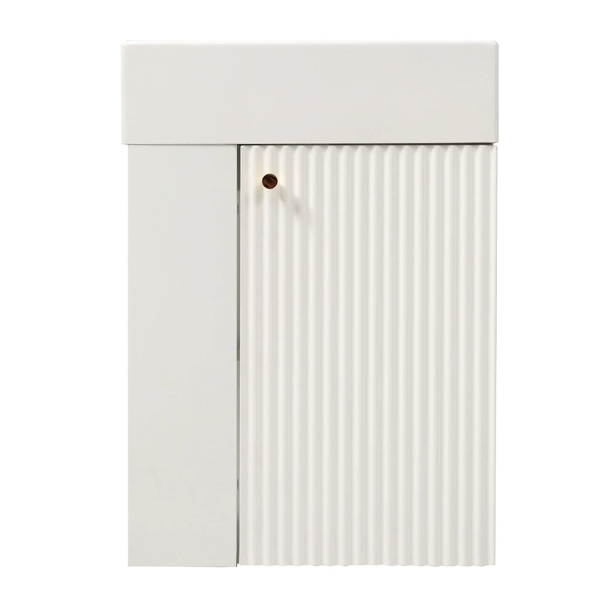 Floating Bathroom Vanity With Resin Basin, Left Side Storage - White by HouseOfZazla