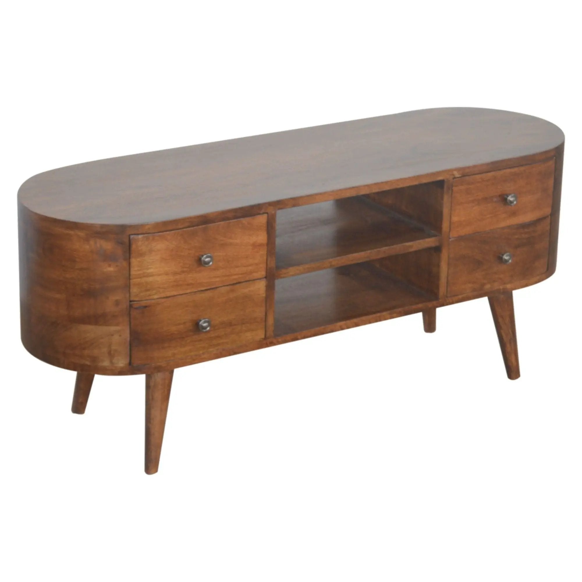 Solid Wood Rounded Entertainment Unit by HouseOfZazla