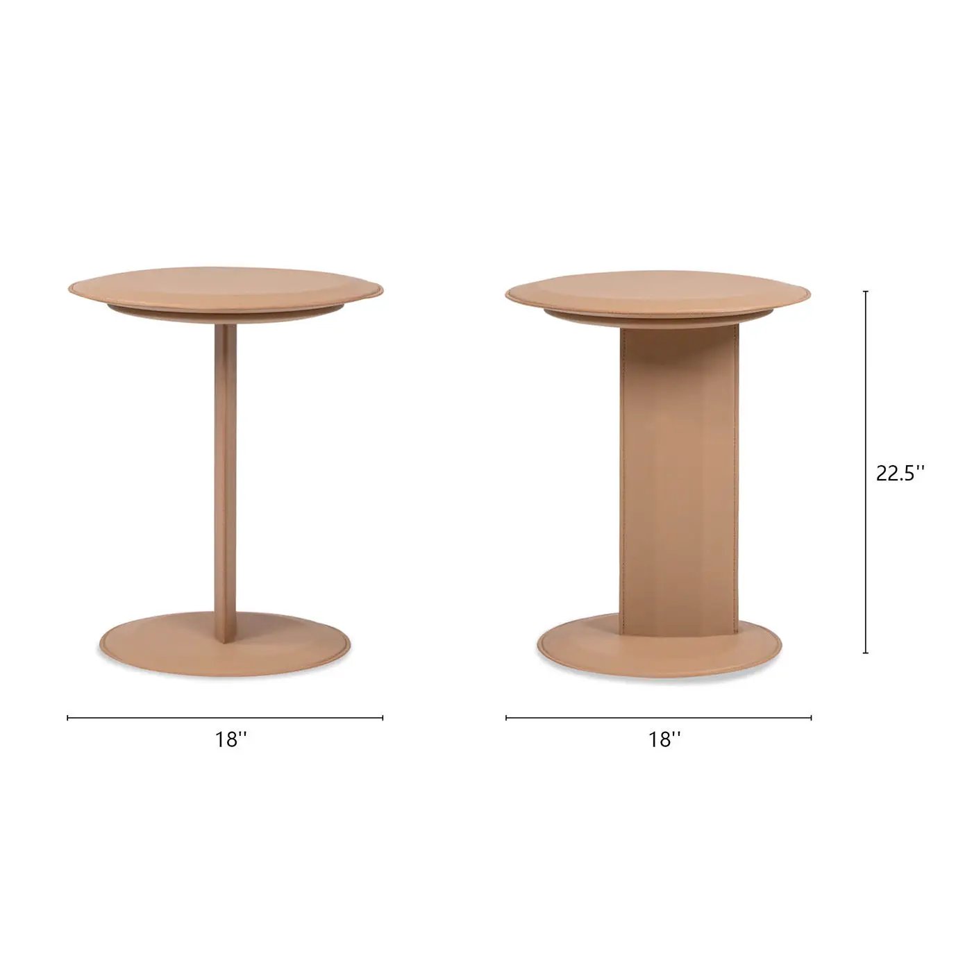Mode - Leatherette Round C-Shaped Sofa Side Table - Saddle Brown by Unique Piece Furniture