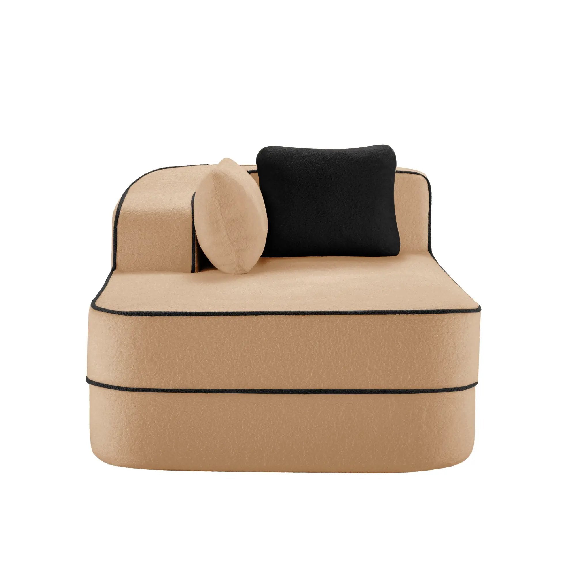 Elysees Left Chaise Sofa With Pillows Teddy Fabric - Camel by HouseOfZazla