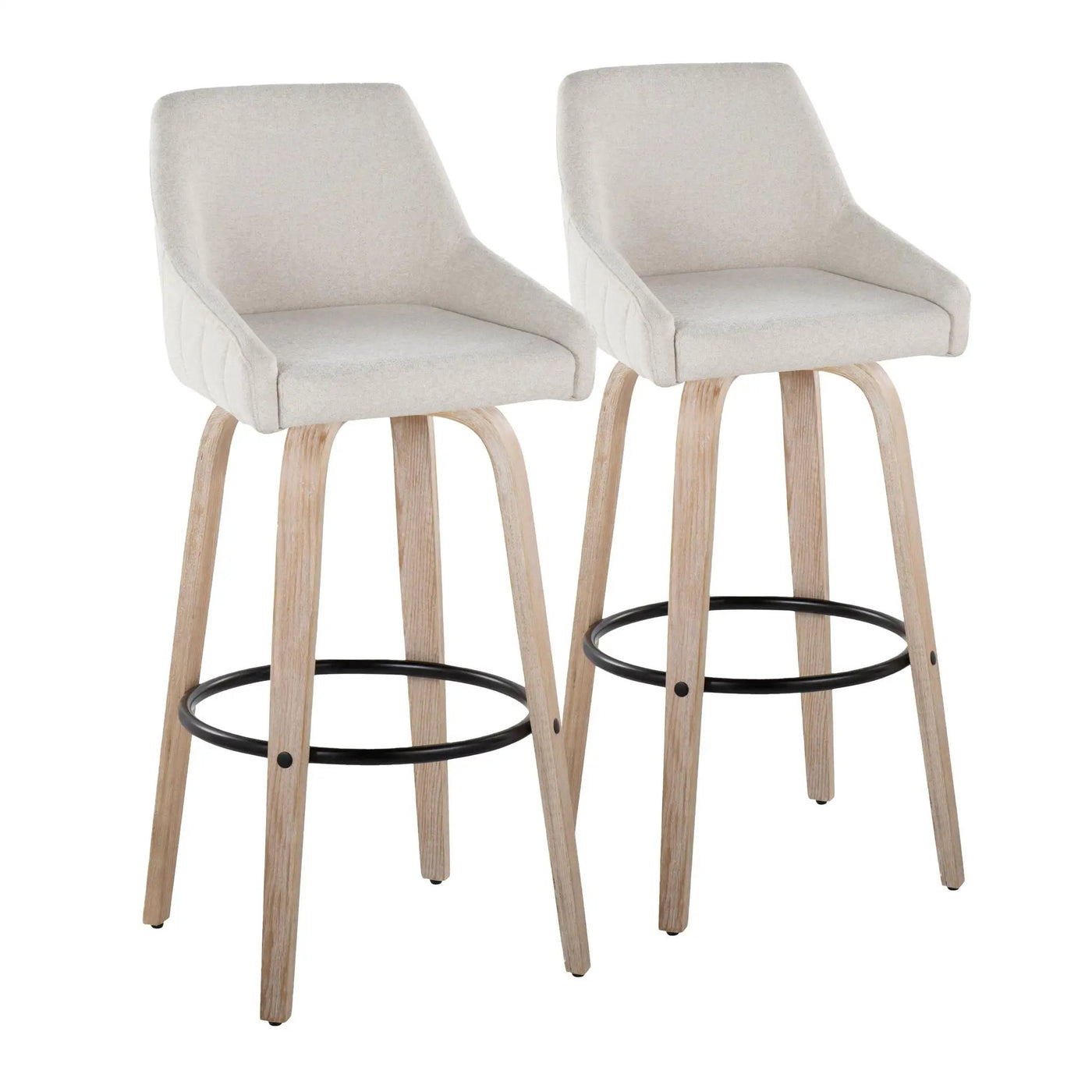 Hannah - Transitional Fixed Height Barstool With Swivel With Round Footrest (Set of 2) by HouseOfZazla