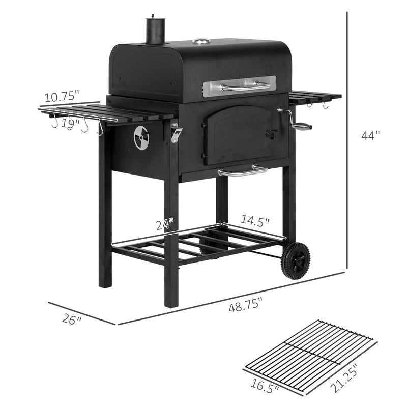 Outsunny Charcoal Grill with Adjustable Height & Folding Shelves by HouseOfZazla