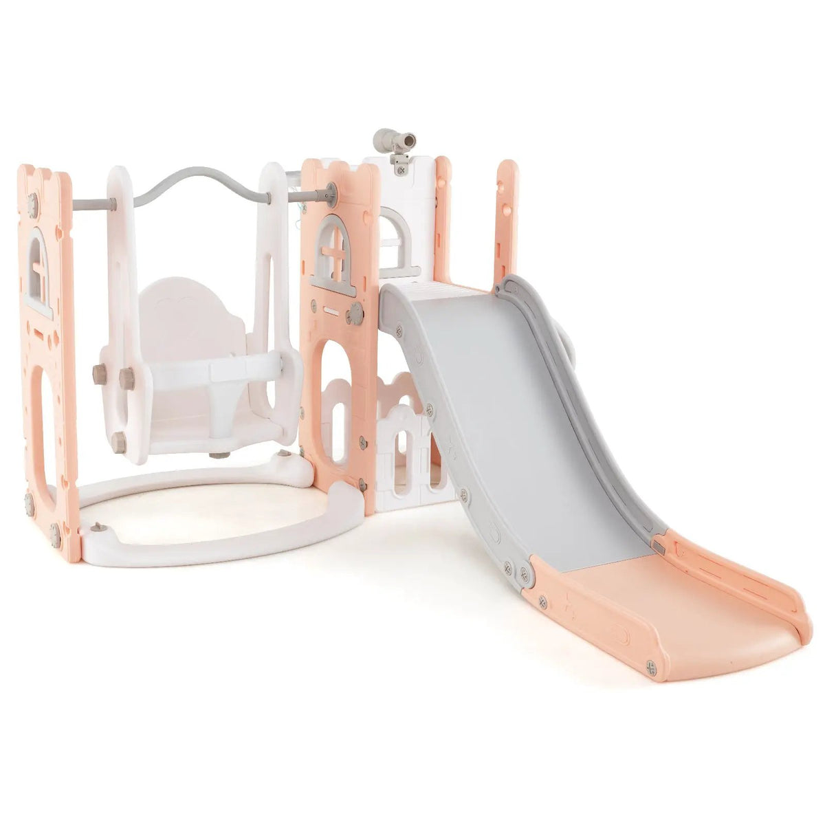7-in-1 Toddler Swing and Slide Set L-shaped with Ladder and Basketball Hoop, photo 5 of 16