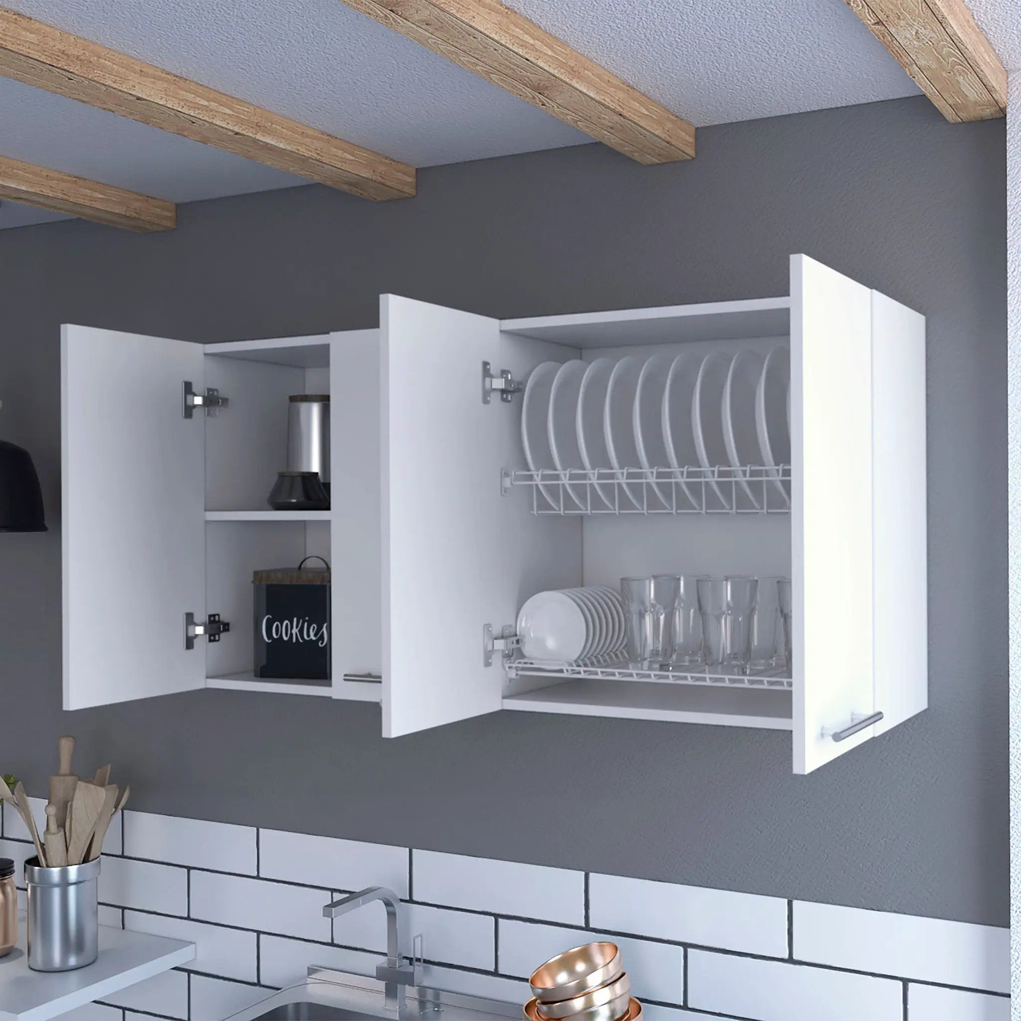 Kitchen Cabinet Durham Four Doors - White by Unique Piece Furniture