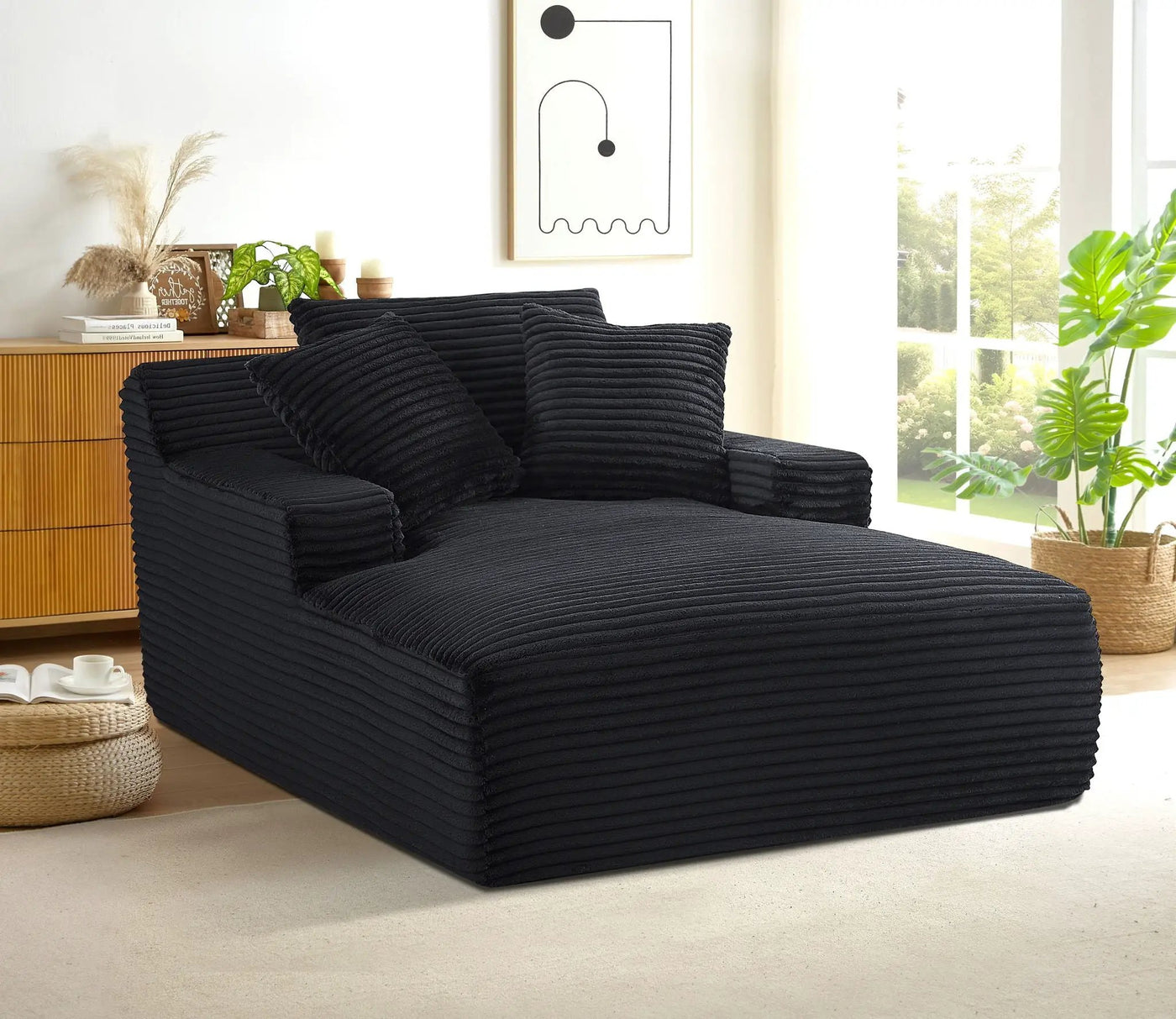 Cloudline - Oversized Chaise Lounge, Modern Comfy Couch With Full Foam Cushioning, Cozy Sleeper Sofabed by Unique Piece Furniture