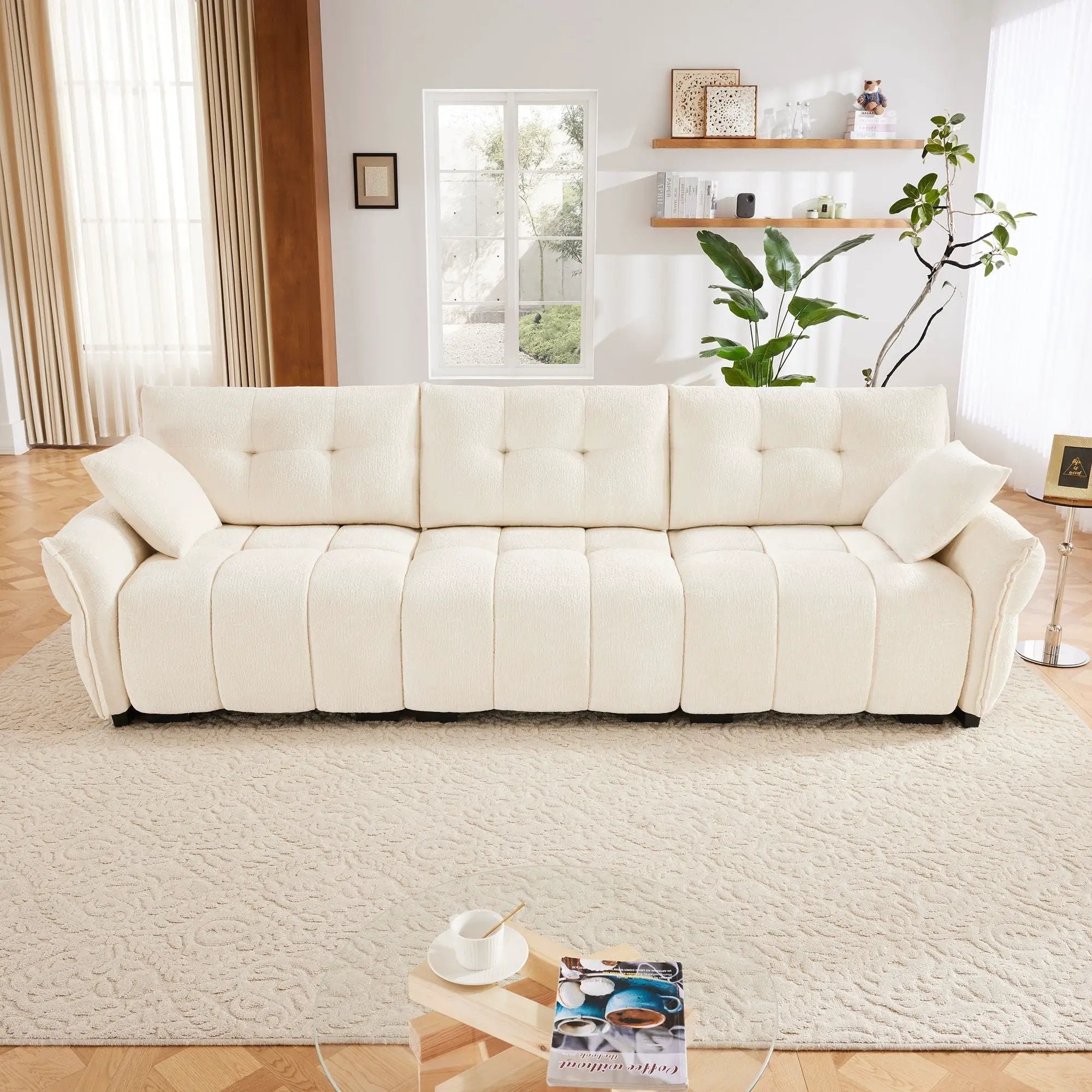 Modern Sofa & Pillows, Textured Cover, High Rebound Cushions by HouseOfZazla