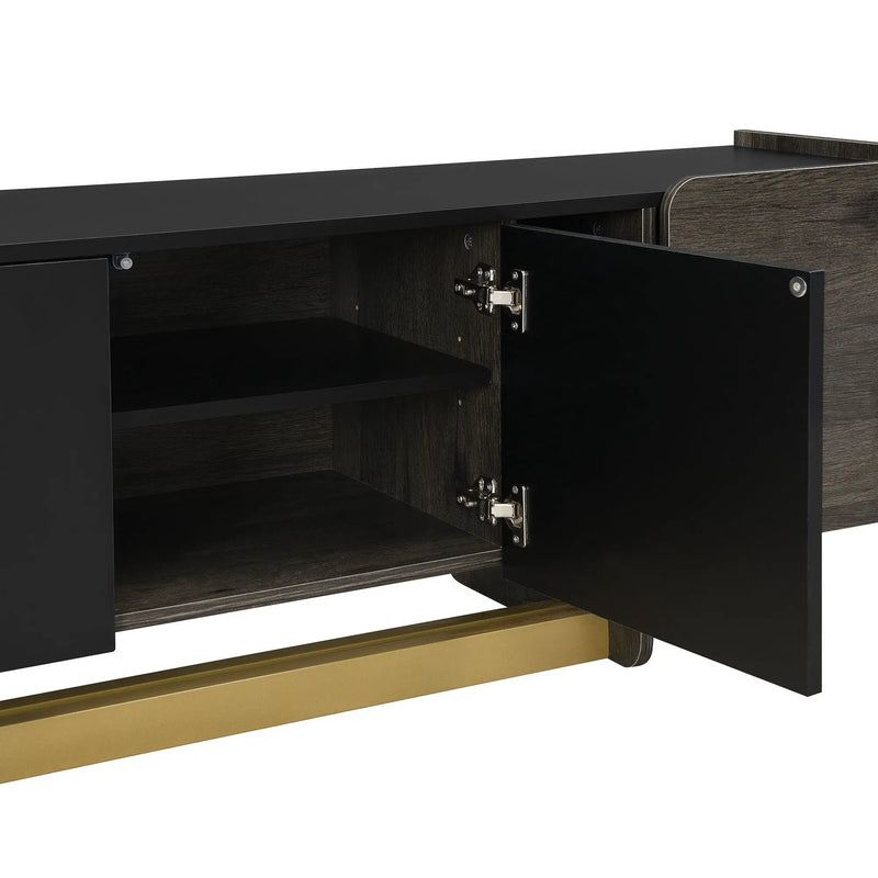 TV Stand With 1 Drawer, 2 Cabinets And Adjustable Shelves by HouseOfZazla